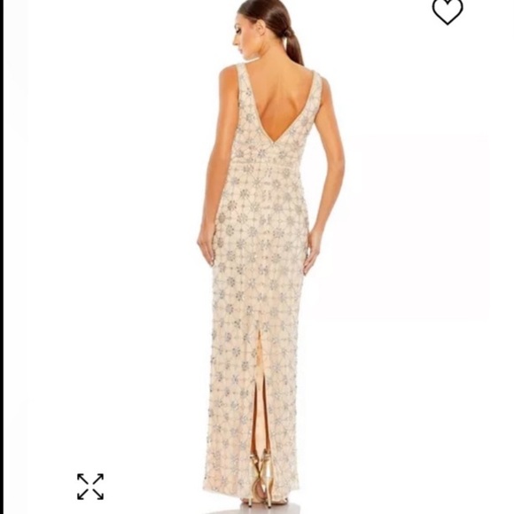 Mac Duggal Sleeveless Hand Beaded V-neck Gown Floral Jewel Maxi Dress - Picture 11 of 12